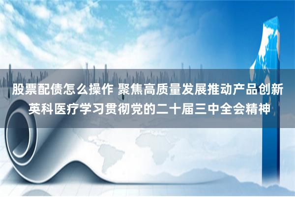 股票配债怎么操作 聚焦高质量发展推动产品创新 英科医疗学习贯彻党的二十届三中全会精神