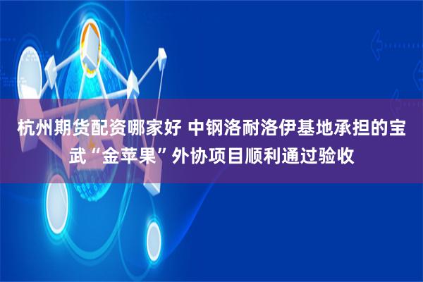 杭州期货配资哪家好 中钢洛耐洛伊基地承担的宝武“金苹果”外协项目顺利通过验收